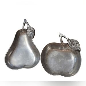 Pier 1 Aluminum Apple Pear Decorative Snack Bowls